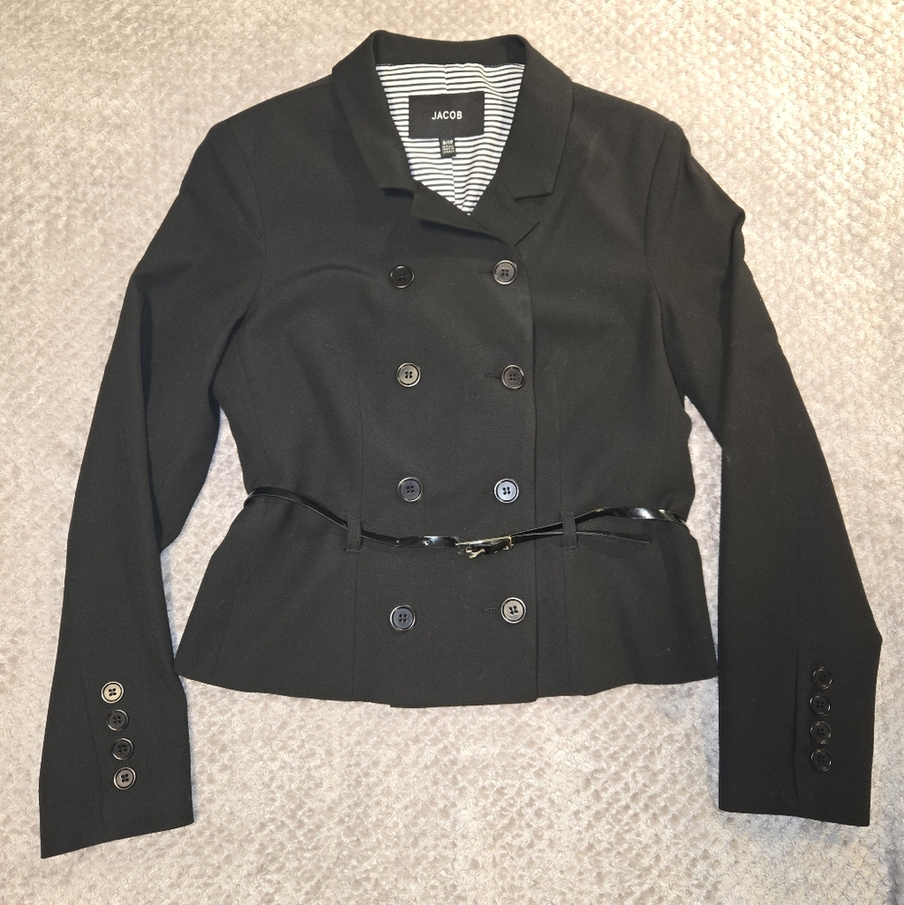 Jacob Women's Black Double-Breasted Jacket Size 9/10